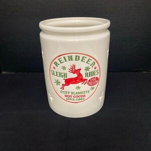 Ashland Christmas Reindeer Candle Holder Jar Canister Vase Seasonal‎ 7.5" H